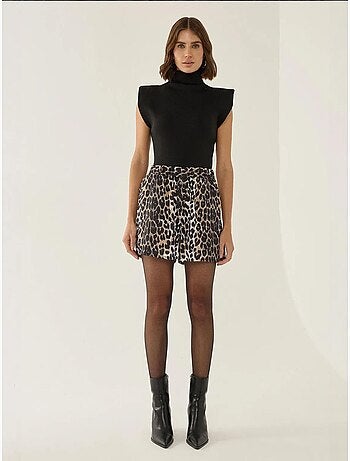 Mini short taille haute à imprimé léopard