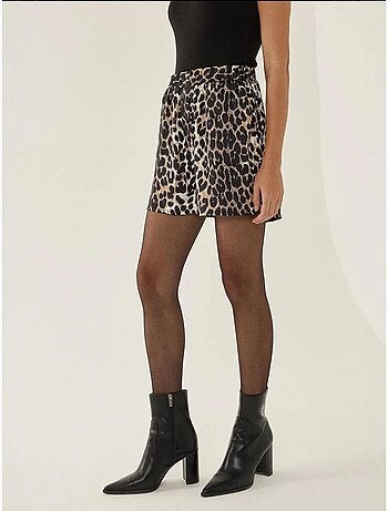Mini short taille haute à imprimé léopard
