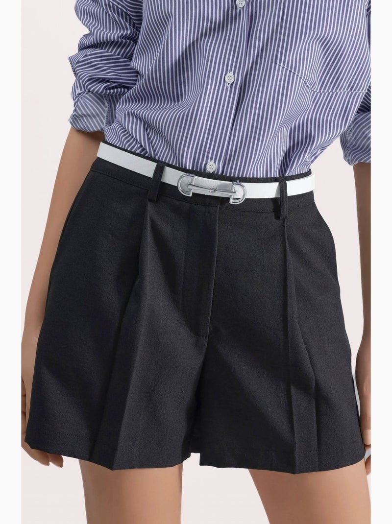 Mini-short taille haute à jambes larges hiccup Noir - Kiabi
