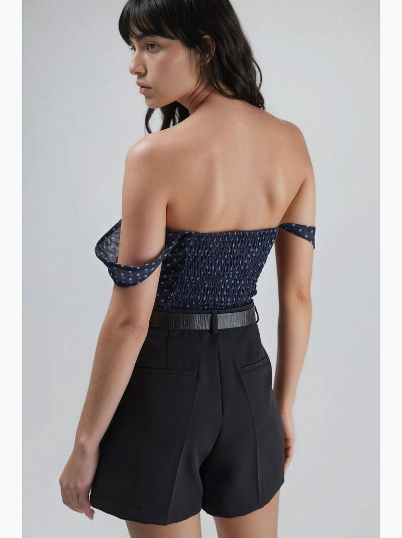 Mini-short taille haute à jambes larges hiccup Noir - Kiabi