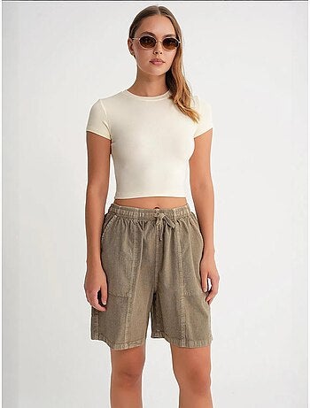 Mini-short taille haute en coton avec cordon de serrage mixray