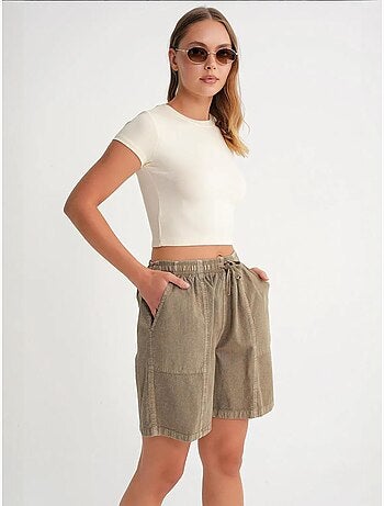 Mini-short taille haute en coton avec cordon de serrage mixray
