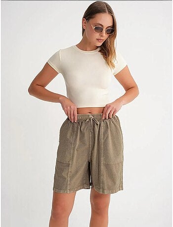 Mini-short taille haute en coton avec cordon de serrage mixray