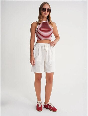 Mini-short taille haute en coton avec cordon de serrage mixray
