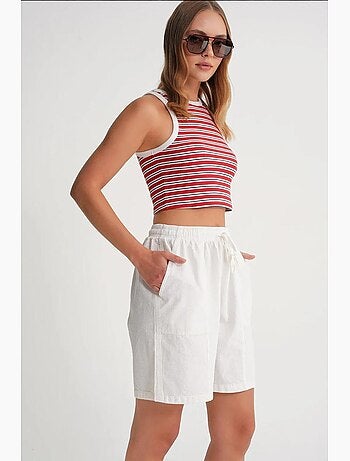 Mini-short taille haute en coton avec cordon de serrage mixray