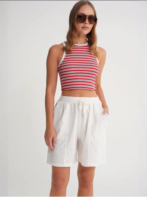 Mini-short taille haute en coton avec cordon de serrage mixray - Kiabi Mini-short taille haute en coton avec cordon de serrage mixray - Kiabi