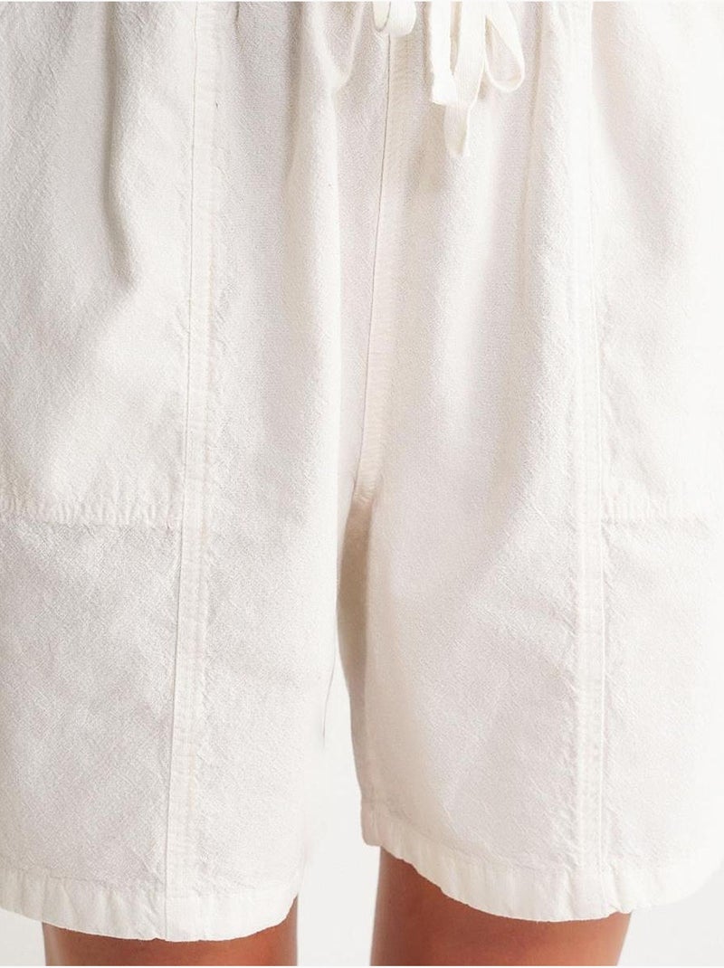 Mini-short taille haute en coton avec cordon de serrage mixray Blanc - Kiabi