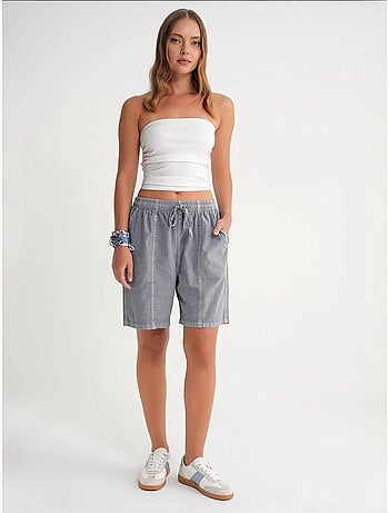 Mini-short taille haute en coton avec cordon de serrage mixray