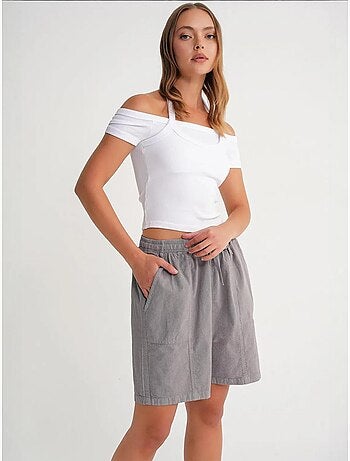 Mini-short taille haute en coton avec cordon de serrage mixray