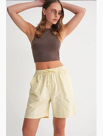 Mini-short taille haute en coton avec cordon de serrage mixray