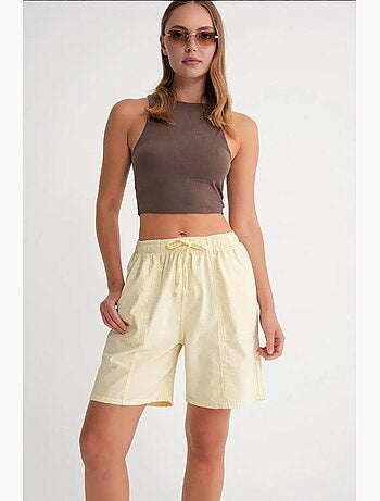 Mini-short taille haute en coton avec cordon de serrage mixray