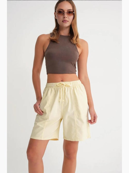 Mini-short taille haute en coton avec cordon de serrage mixray - Kiabi Mini-short taille haute en coton avec cordon de serrage mixray - Kiabi