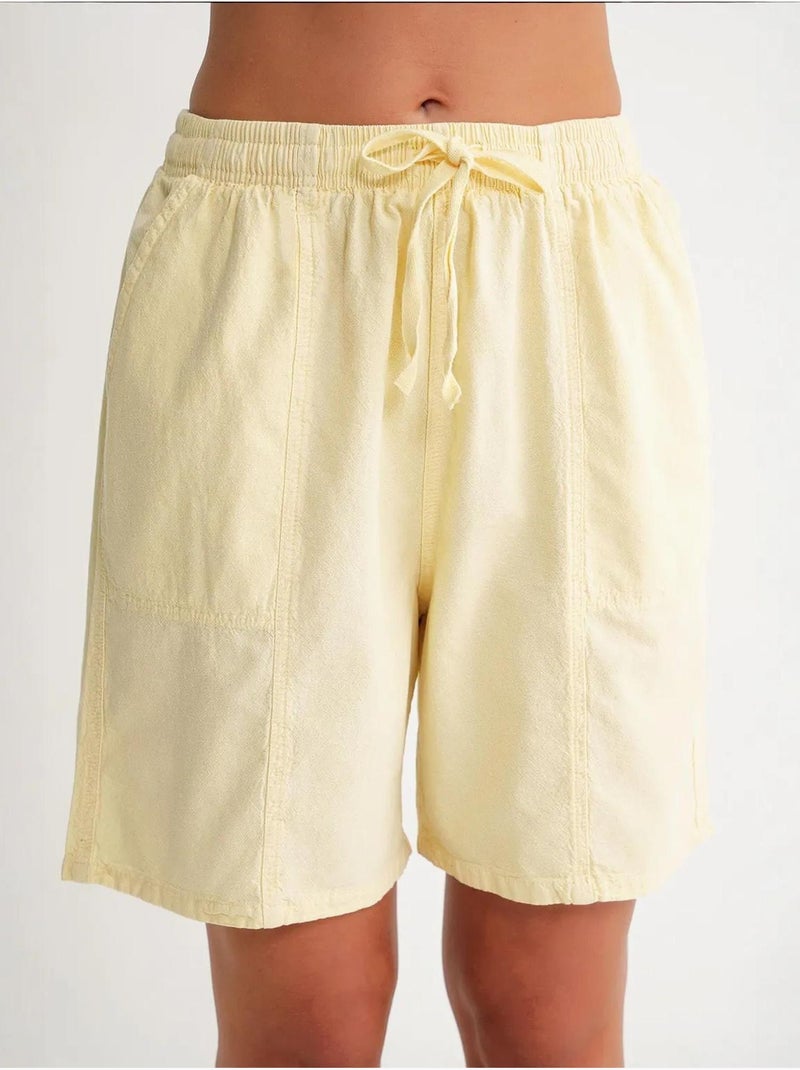 Mini-short taille haute en coton avec cordon de serrage mixray Jaune citron - Kiabi