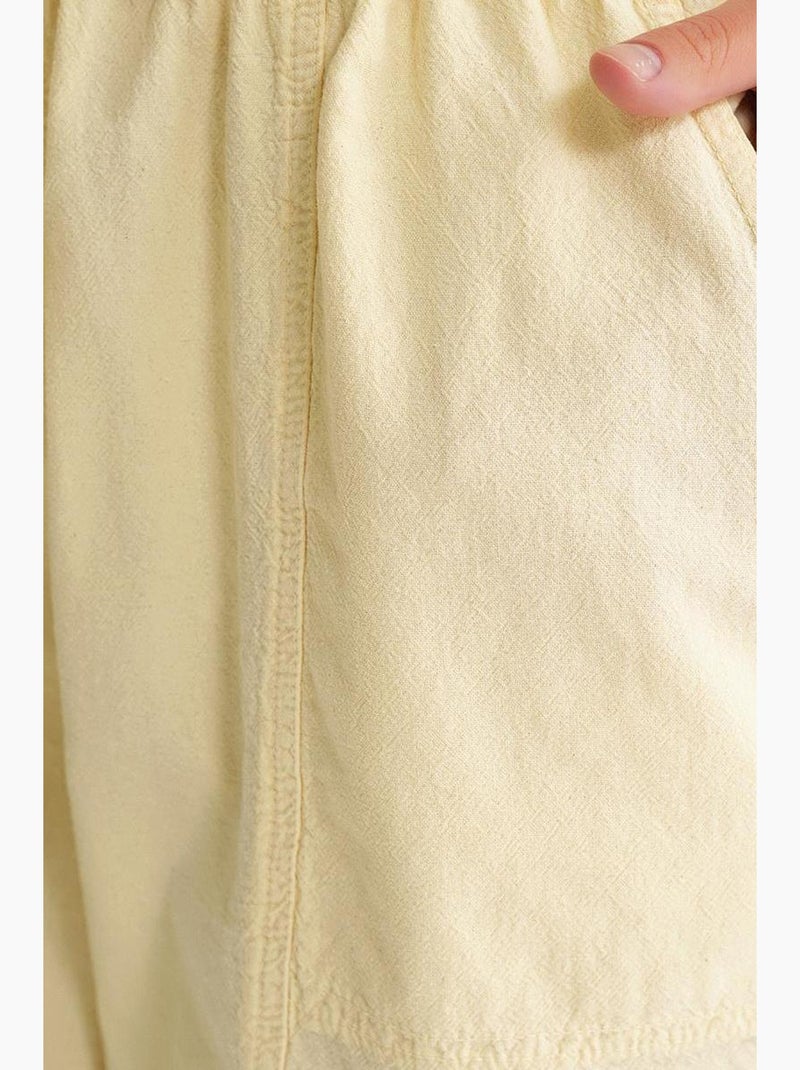 Mini-short taille haute en coton avec cordon de serrage mixray Jaune citron - Kiabi