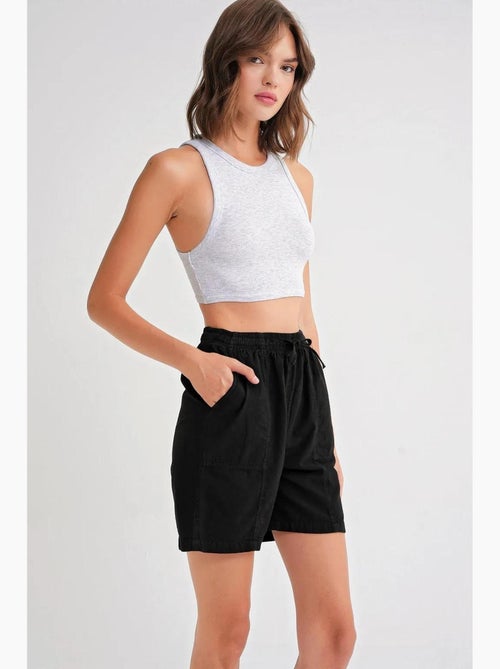 Mini-short taille haute en coton avec cordon de serrage mixray - Kiabi Mini-short taille haute en coton avec cordon de serrage mixray - Kiabi