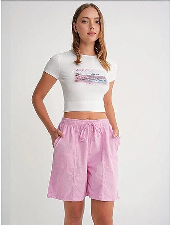 Mini-short taille haute en coton avec cordon de serrage mixray