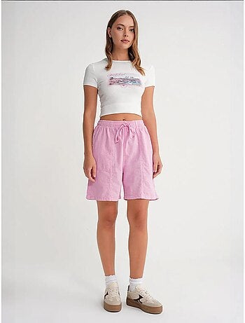 Mini-short taille haute en coton avec cordon de serrage mixray