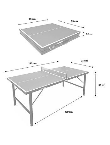 Mini table de ping pong intérieure pliante avec 2 raquettes et 3 balles