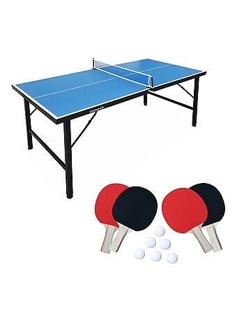 Mini table de ping pong intérieure pliante avec 4 raquettes et 6 balles
