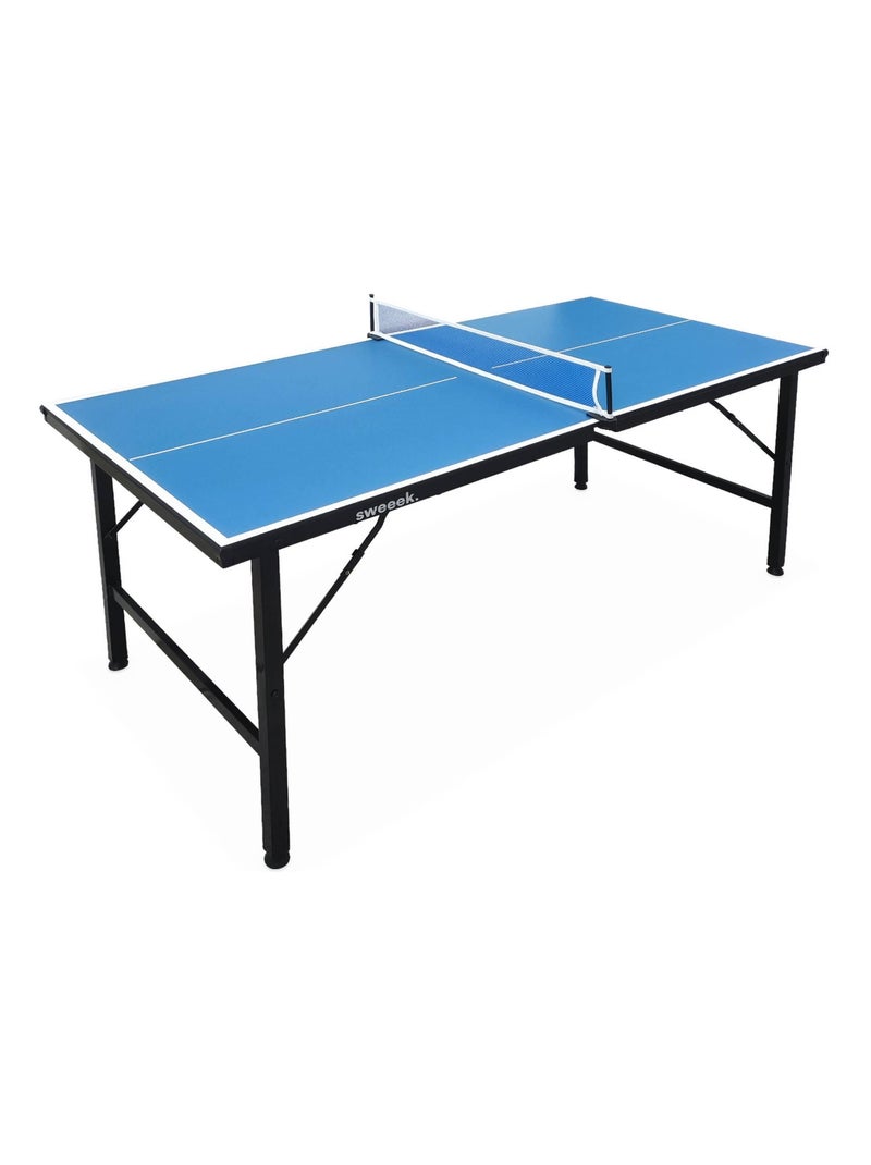 Mini table de ping pong intérieure pliante avec 4 raquettes et 6 balles Bleu - Kiabi