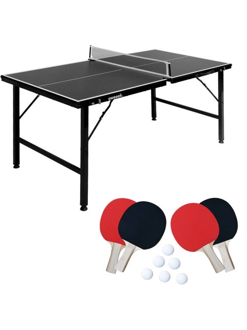 Mini table de ping pong intérieure pliante avec 4 raquettes et 6 balles - Kiabi Mini table de ping pong intérieure pliante avec 4 raquettes et 6 balles - Kiabi