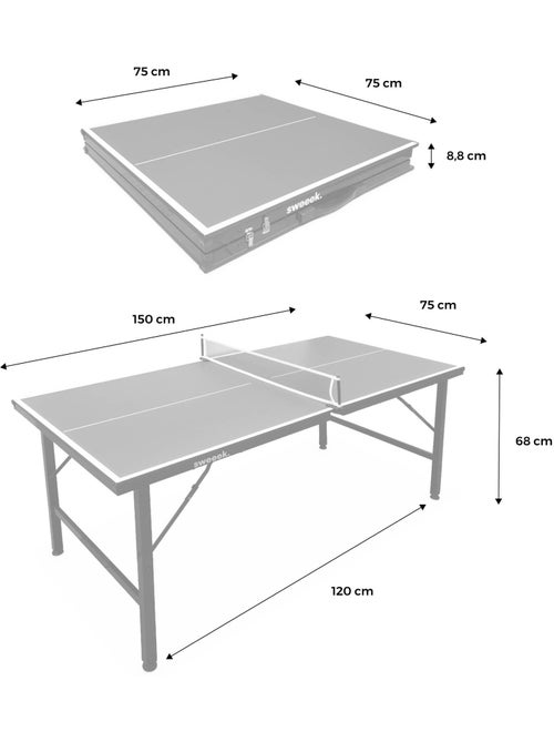 Mini table de ping pong intérieure pliante avec 4 raquettes et 6 balles - Kiabi Mini table de ping pong intérieure pliante avec 4 raquettes et 6 balles - Kiabi