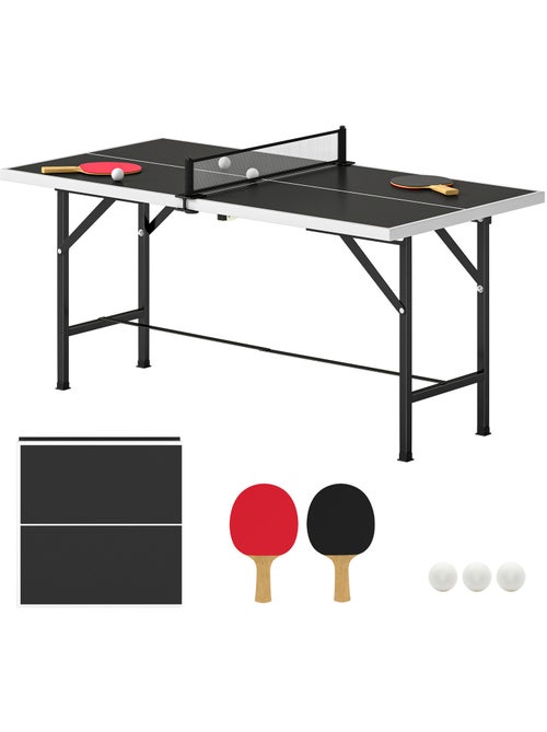 Mini table de ping pong pliable avec accessoires noir blanc - Kiabi