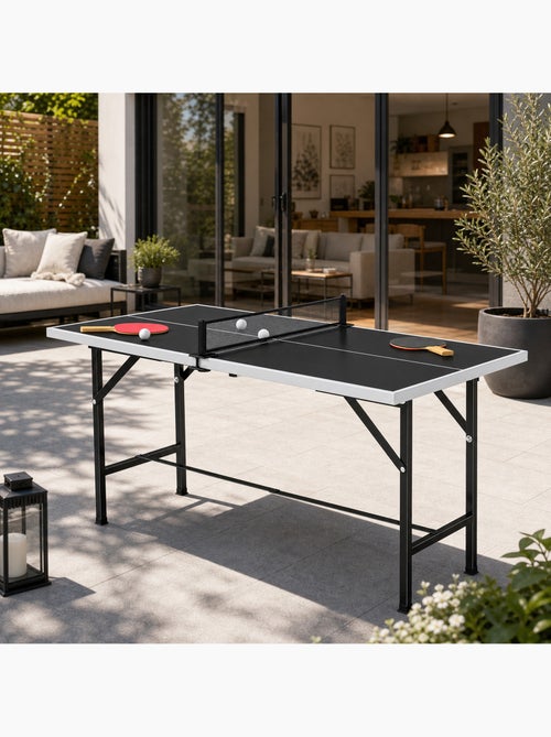Mini table de ping pong pliable avec accessoires noir blanc - Kiabi