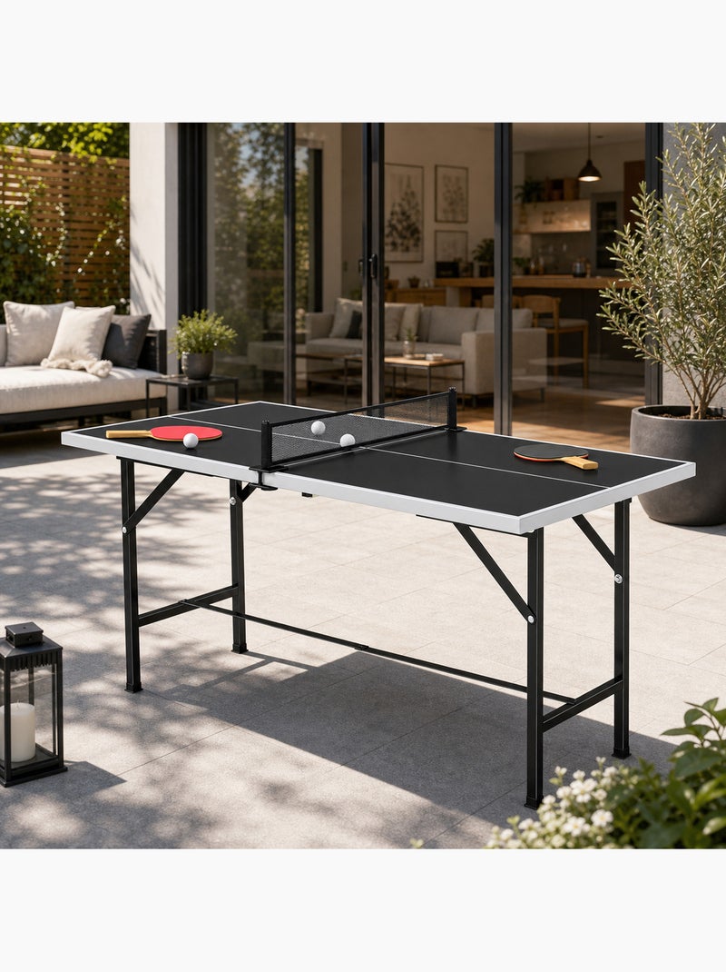 Mini table de ping pong pliable avec accessoires noir blanc Noir - Kiabi