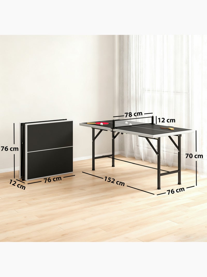 Mini table de ping pong pliable avec accessoires noir blanc Noir - Kiabi