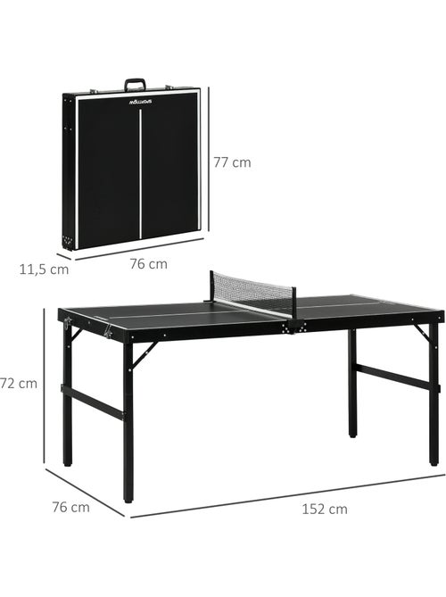 Mini table de ping pong pliable dim. 152 x 76 x 72 cm noir blanc - Kiabi
