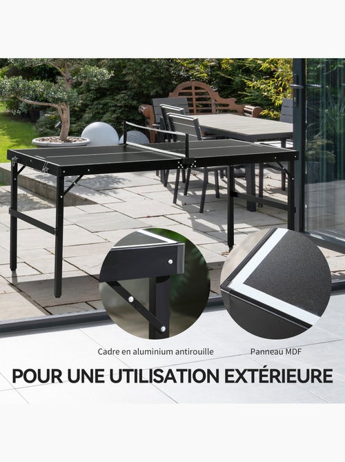 Mini table de ping pong pliable dim. 152 x 76 x 72 cm noir blanc - Kiabi