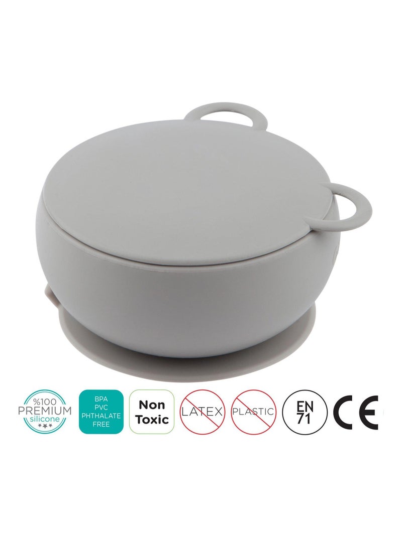 Minikoioi | Bol bébé avec ventouse et couvercle en silicone Gris - Kiabi