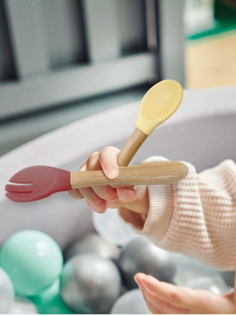 Minikoioi | Set de couverts bébé fourchette et cuillère Marron caramel - Kiabi