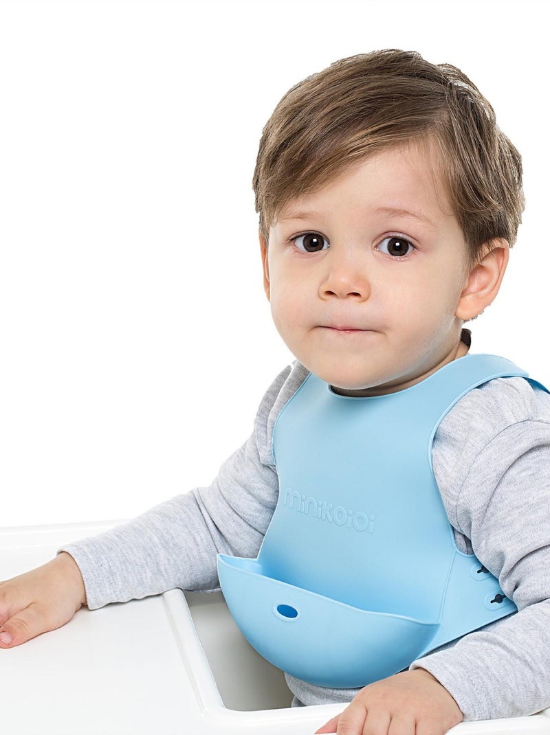 Minikoioi|Bavoir récupérateur en silicone Bleu - Kiabi