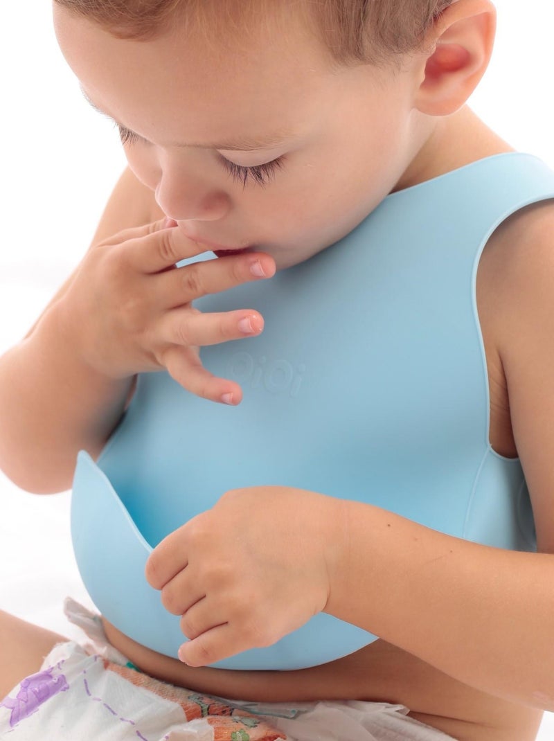 Minikoioi|Bavoir récupérateur en silicone Bleu - Kiabi