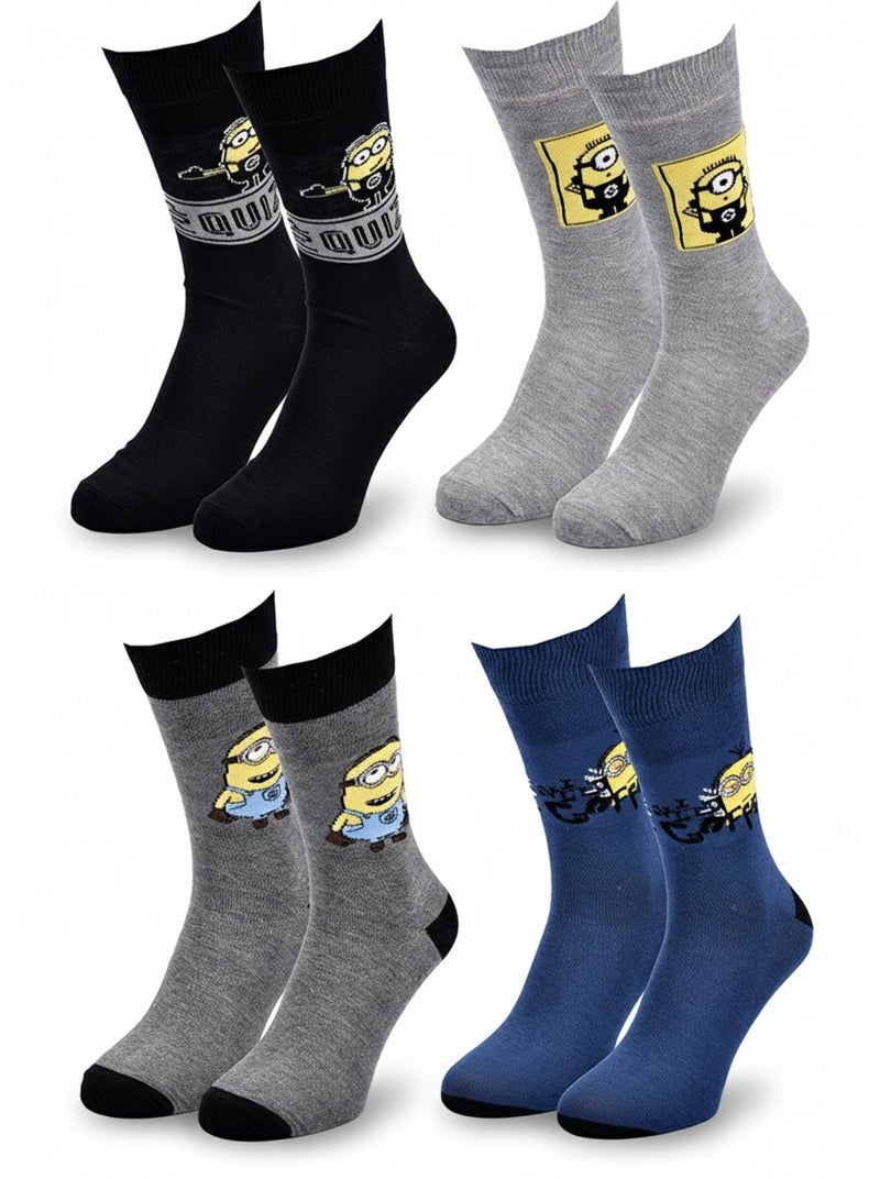 Minions - Chaussettes Homme Licence Pack de 4 Noir Bleu Gris - Kiabi