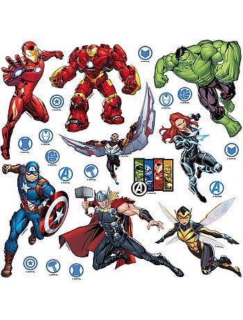 Minis Stickers Marvel Avengers 8 personnages - 30 CM x 30 CM