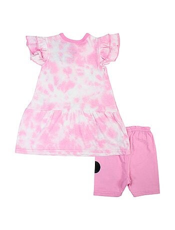 Minnie - Ensemble bébé fille 2 pièces t-shirt à volants et short imprimé personnage rose