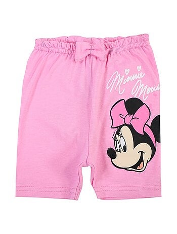 Minnie - Ensemble bébé fille 2 pièces t-shirt à volants et short imprimé personnage rose