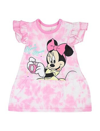 Minnie - Ensemble bébé fille 2 pièces t-shirt à volants et short imprimé personnage rose