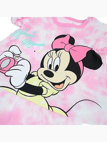 Minnie - Ensemble bébé fille 2 pièces t-shirt à volants et short imprimé personnage rose