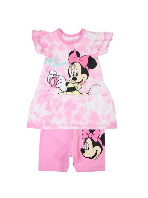 Minnie - Ensemble bébé fille 2 pièces t-shirt à volants et short imprimé personnage rose - Kiabi