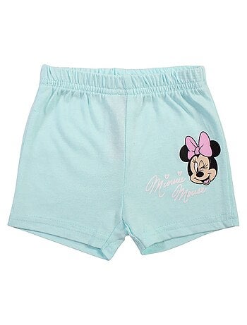 Minnie - Ensemble bébé fille t-shirt rayé et short bleu motif personnage