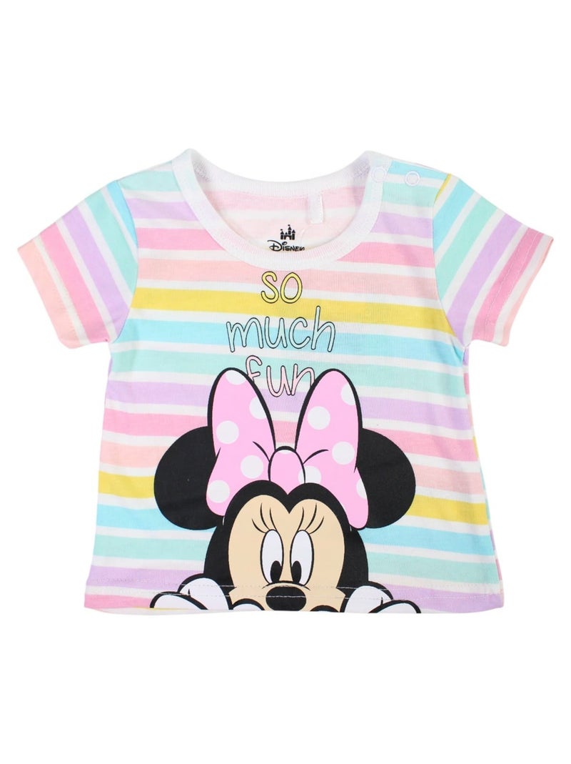 Minnie - Ensemble bébé fille t-shirt rayé et short bleu motif personnage Bleu - Kiabi