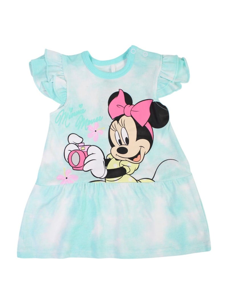 Minnie - Ensemble bébé fille tunique manches courtes à volants bleu et short motif personnage Bleu - Kiabi