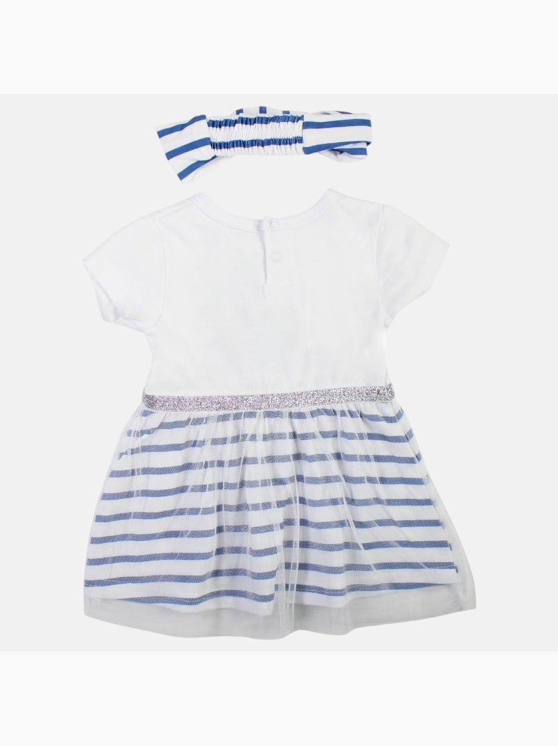 Minnie - Robe bébé fille manches courtes rayée avec bandeau motif personnage Bleu marine - Kiabi