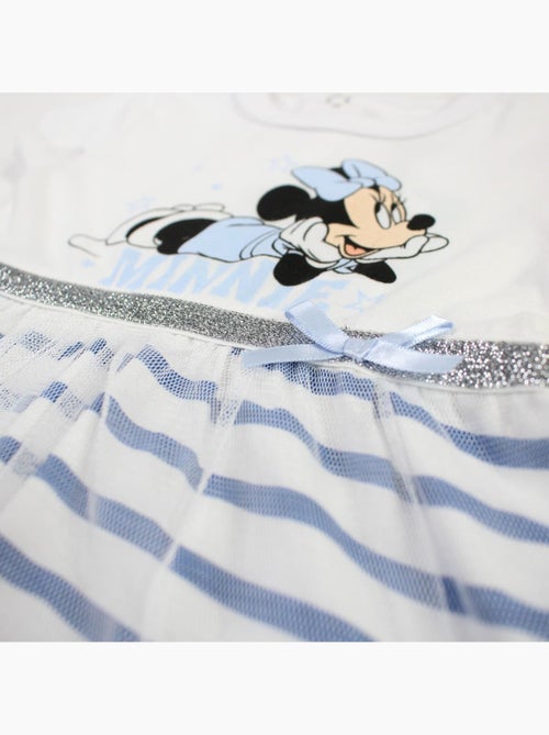 Minnie - Robe bébé fille manches courtes rayée avec bandeau motif personnage - Kiabi