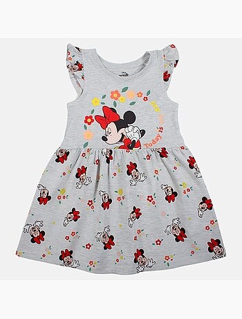 Minnie - robe sans manches à motifs, col rond et finitions volantées