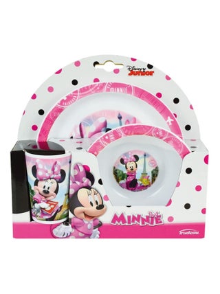 Minnie ensemble repas incluant 1 verre 220 ml, 1 assiette et 1 bol micro-ondables pour enfant